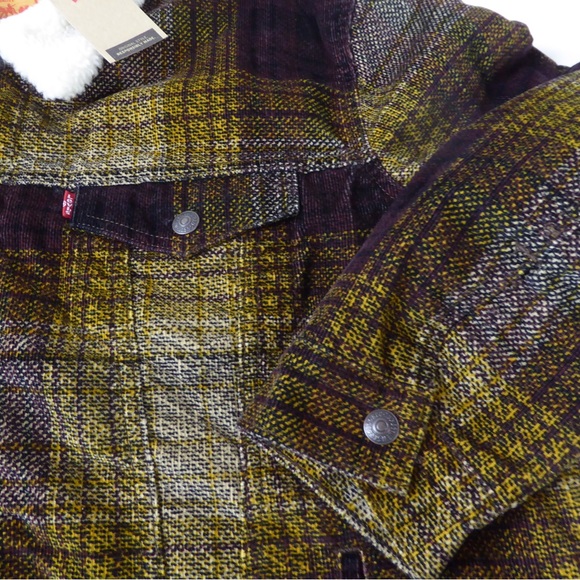 Levi’s Plaid Corduroy Faux Sherpa Lined Trucker Jacket NWT - Picture 3 of 9